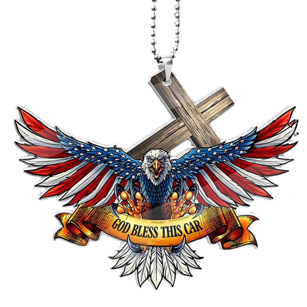 Amazon.com: American Flag Eagle Cross Car Pendant Rear View Mirror